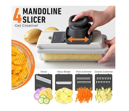 Vegetable Chopper, 16-in-1 Multifunctional Food Chopper, 8 Blades Vegetable Slicer, Onion Chopper Vegetable Cutter & Adjustable Veggie Slicer, Potato Dicer Chopper, Container for Salad Garlic